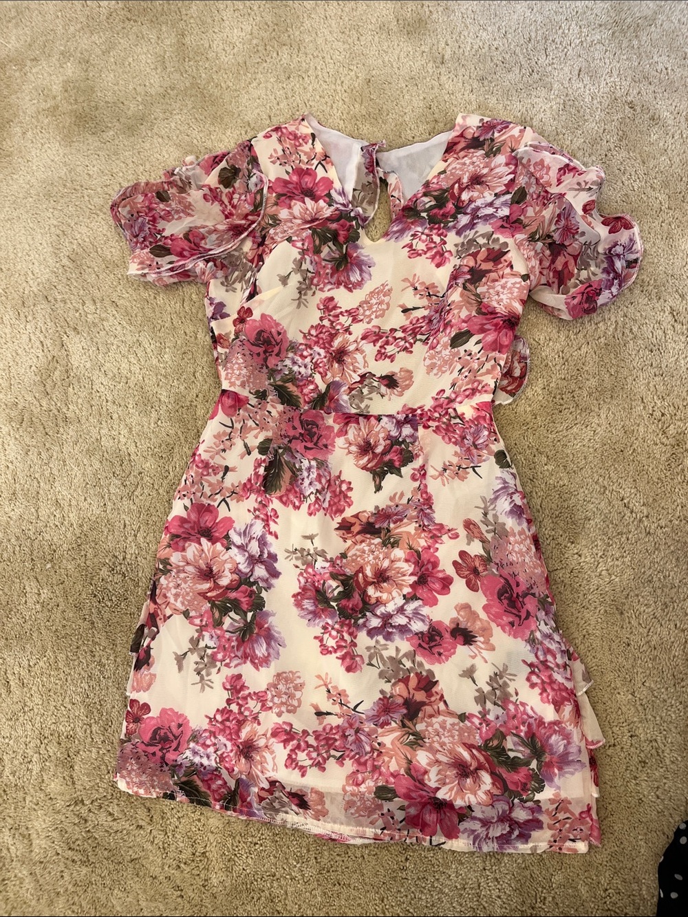 Floral Pink Short Sleeve Casual Dress